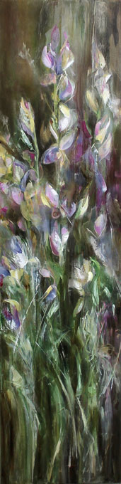 Rosemary Eagles nz abstract art, lupins, acrylic on linen